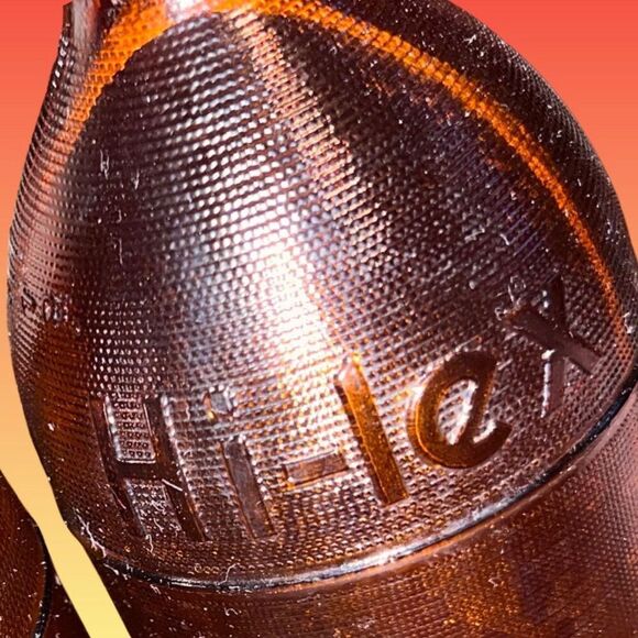 3 Vintage Amber Brown Glass Hi-Lex Bleach Bottles - Picture 4 of 5